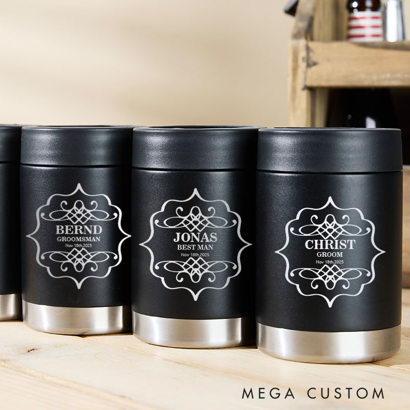 Personalized Groomsmen Can Cooler Groom Wedding Favors Can Cooler Bachelor Party Gift Beer Can Holder for Best Man
