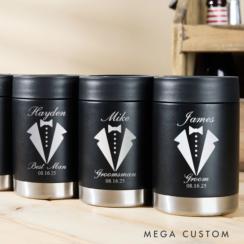 Personalized Groomsmen Can Cooler Best Man Proposal Favors Can Holder Groom Club Gift Men’s Beer Can Holder