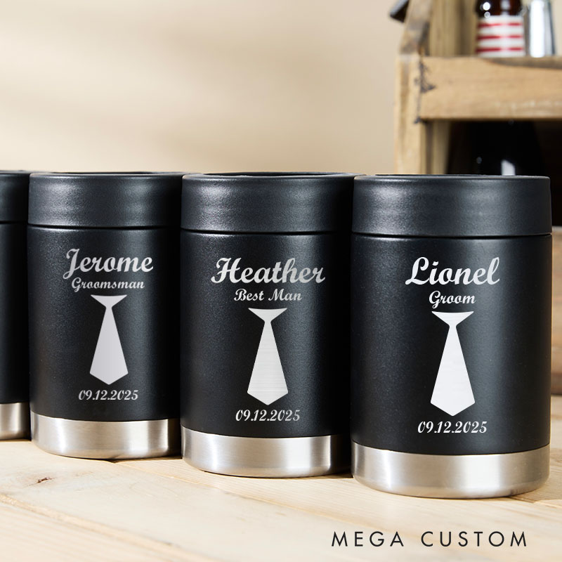 Personalized Groomsmen Favors Can Cooler Bachelor Party Can Holder for Men Wedding Party Beer Can Holder for Him