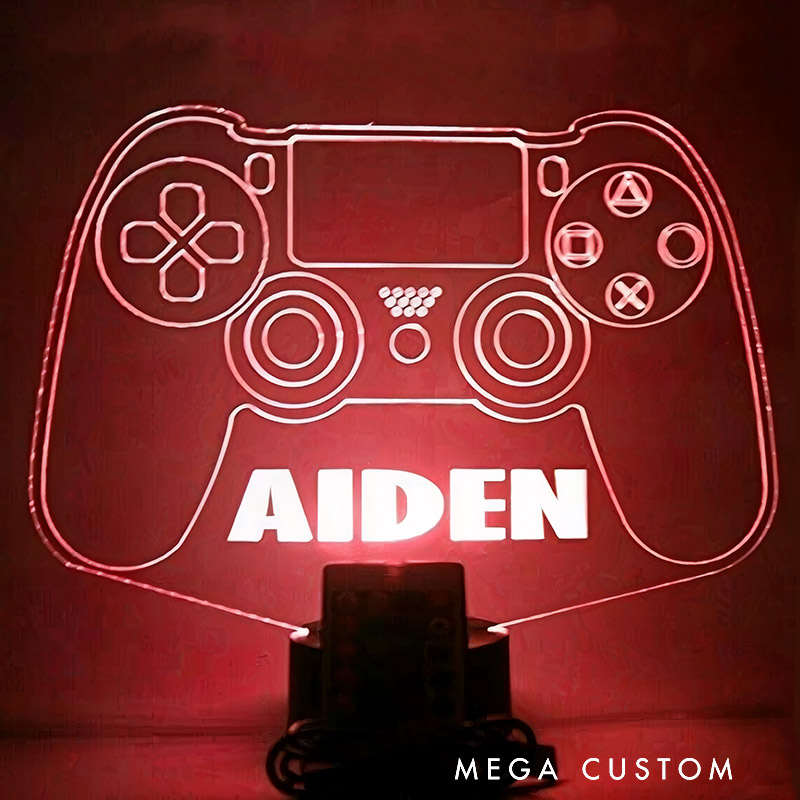 Personalized Gaming Room Night Light Up Table Lamp LED with Remote 7 Colors Perfect Gift for Son Boyfriend Husband for Birthday Holiday