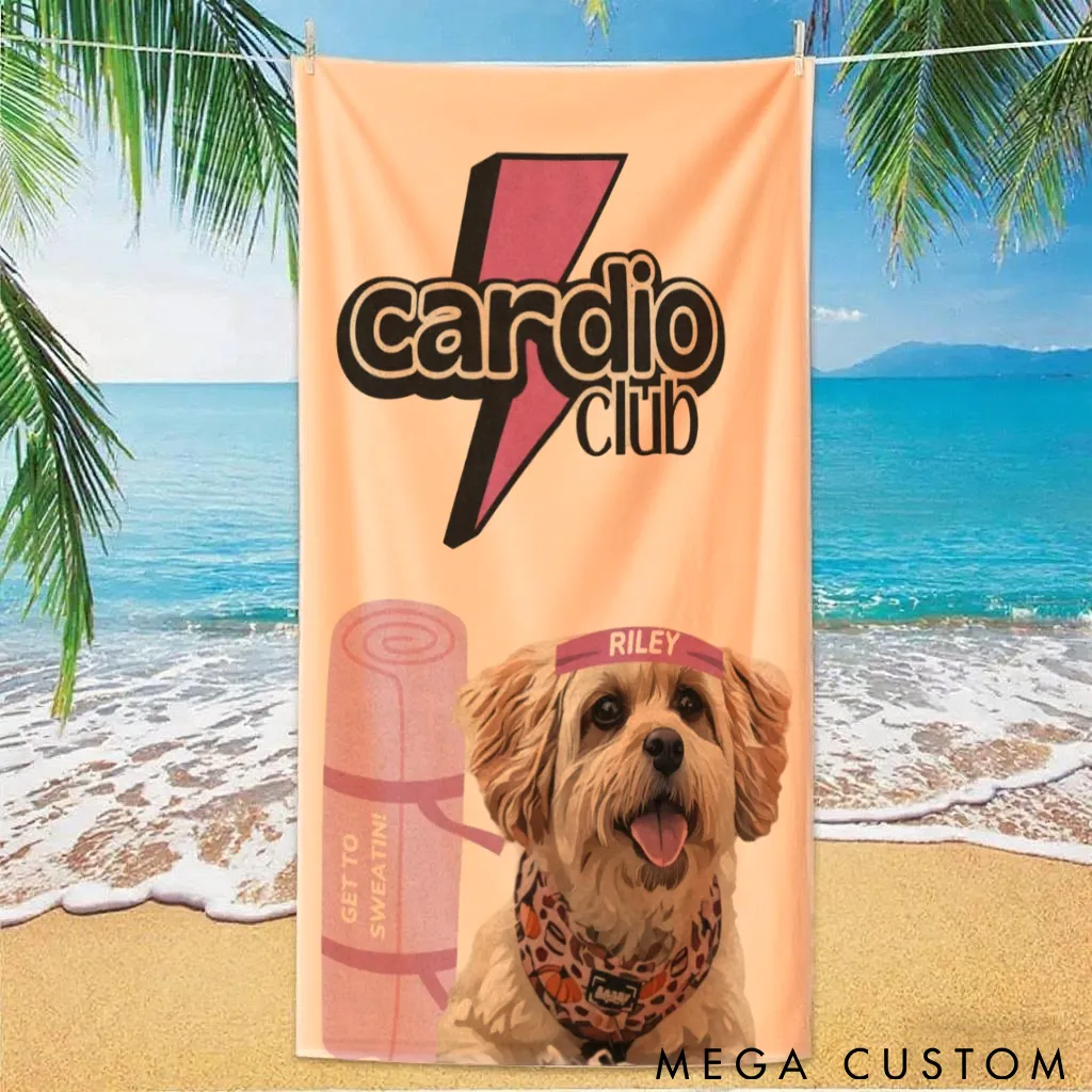 Personalized Yoga Beach Towel with Dog and Yoga Mat design Perfect Gift for Yoga Lover and Dog Lover