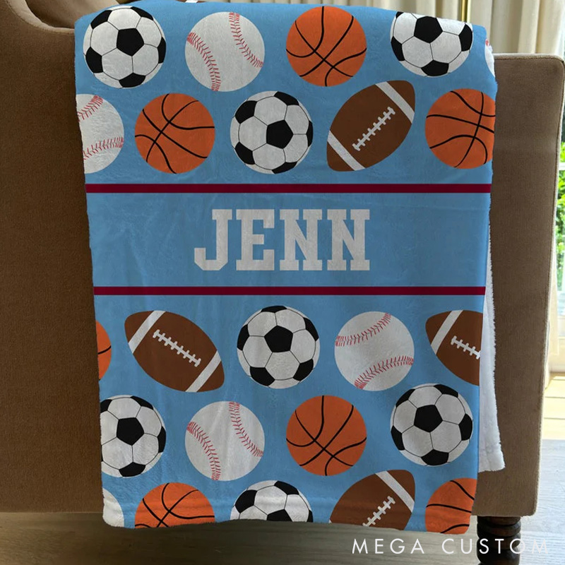 Personalized Sport Design Blanket with Custom Name for Sport Lover