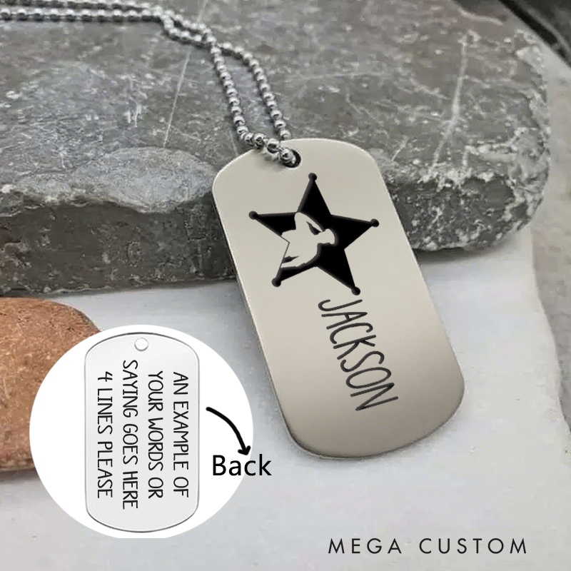 Personalized Police Badge Dog Tag Necklace Custom Law Enforcement Gift for Officers