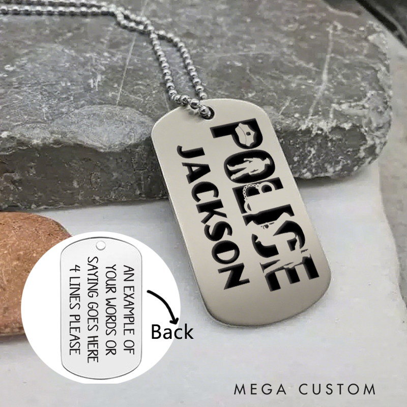 Personalized Police Dog Tag Necklace Custom Gift for Law Enforcement Officers