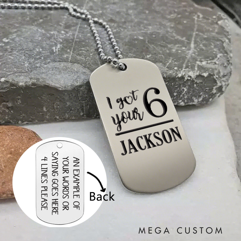 Personalized I Got Your 6 Police Dog Tag Necklace Custom Gift for Law Enforcement