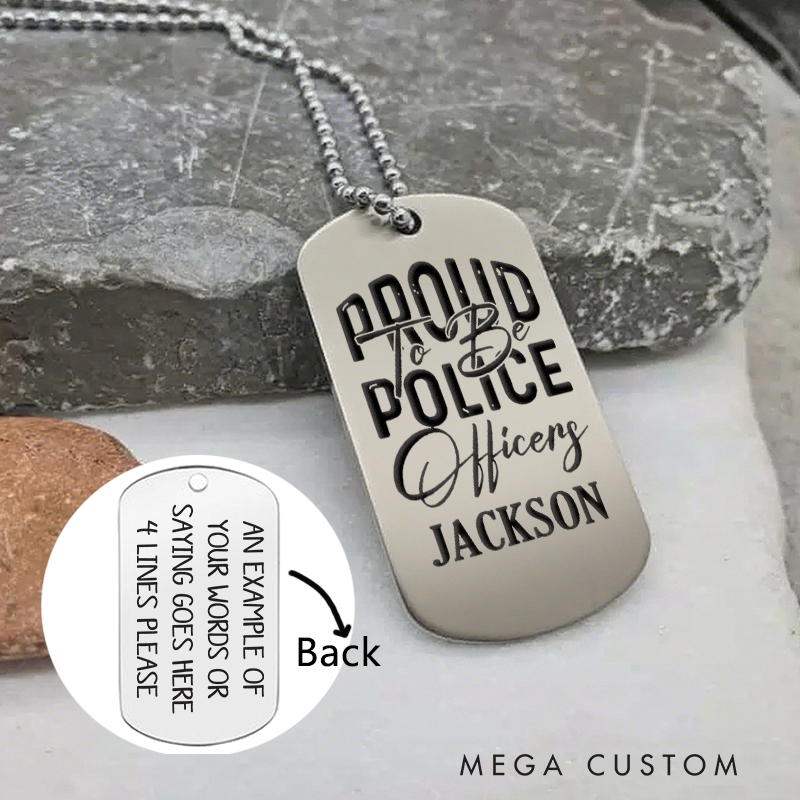Personalized Proud to Be Police Officer Dog Tag Necklace Custom Gift for Law Enforcement
