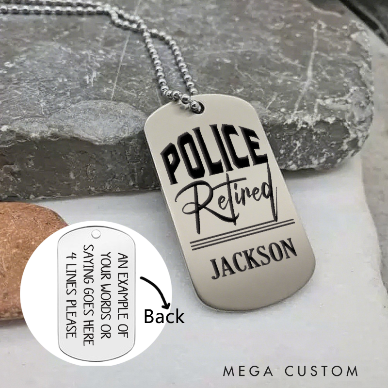 Personalized Police Retired Dog Tag Necklace Custom Gift for Retired Officers
