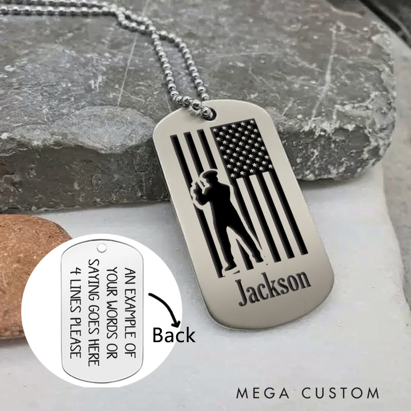 Personalized Thin Blue Line Police Dog Tag Necklace Custom Gift for Law Enforcement