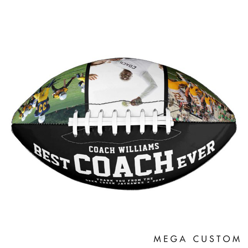 Personalized American Football "BEST COACH EVER" with Custom Photo and Name for Celebrate Your Coach