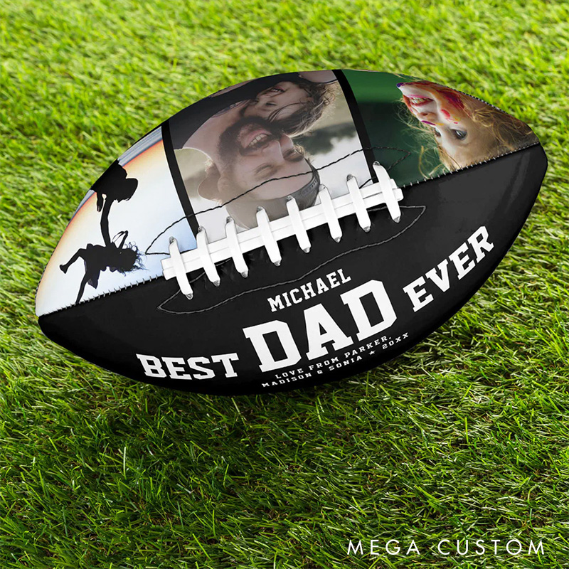 Personalized American Football "BEST DAD EVER"with Custom Photo and Celebrate the World's Best Dad