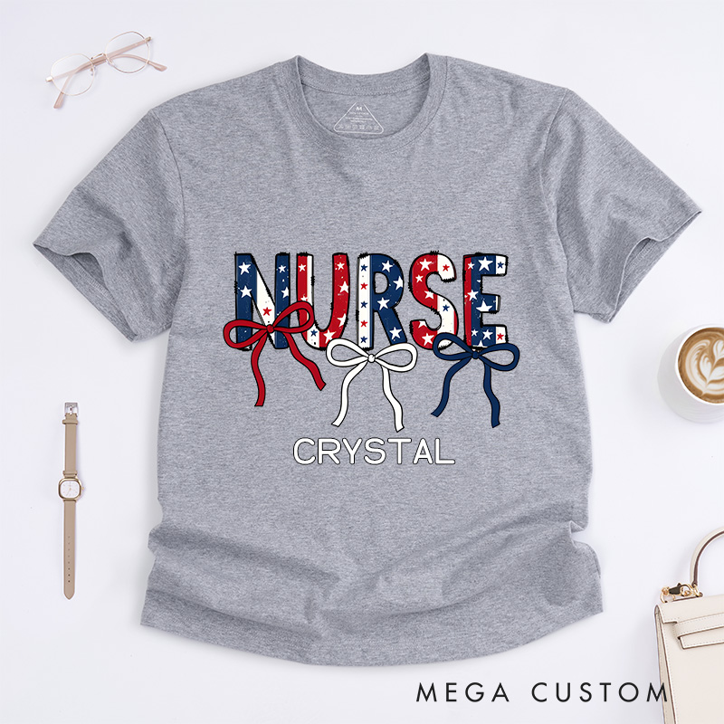 Personalized Nurse T-Shirts Stars and Stripes Nurse Pride Fashion Design T-Shirts