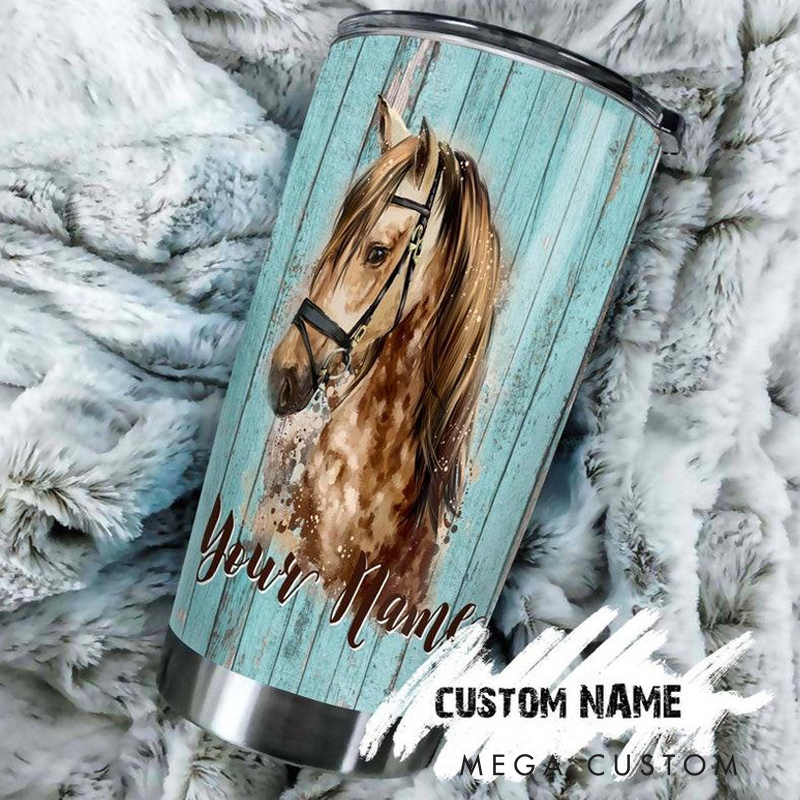 Personalized This Girl Runs On Jesus and Horses 20oz Stainless Steel Tumbler with Name Christmas Gift