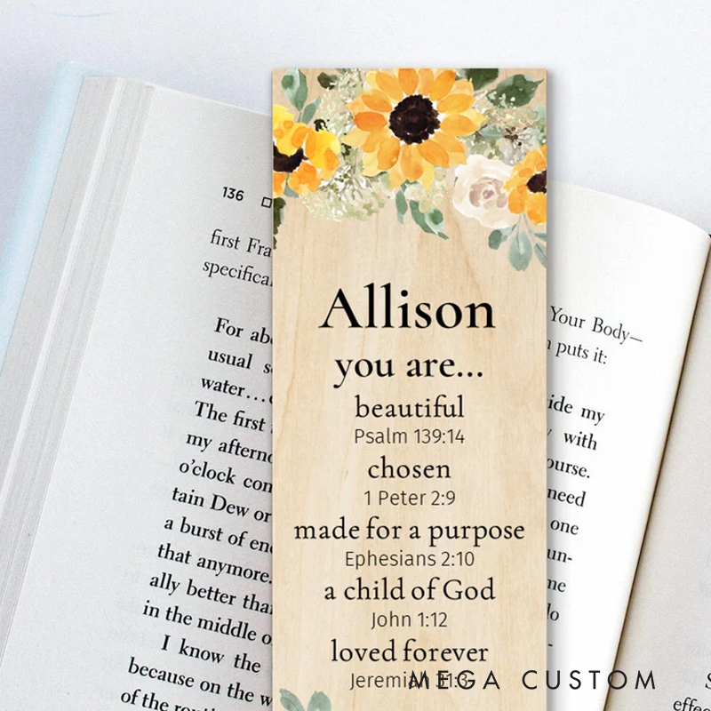 Personalized Wood Water Color Sunflower You are Bookmark for Best Friend Christian Gift for Birthday Unique Gifts for Book lover
