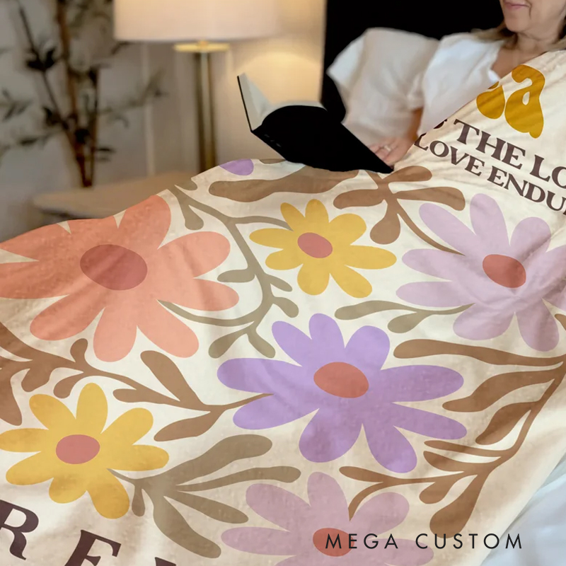 Personalized Retro Flower Bible Verse Soft Throw Blanket with Name Home Decor Birthday Gift for Christian Women