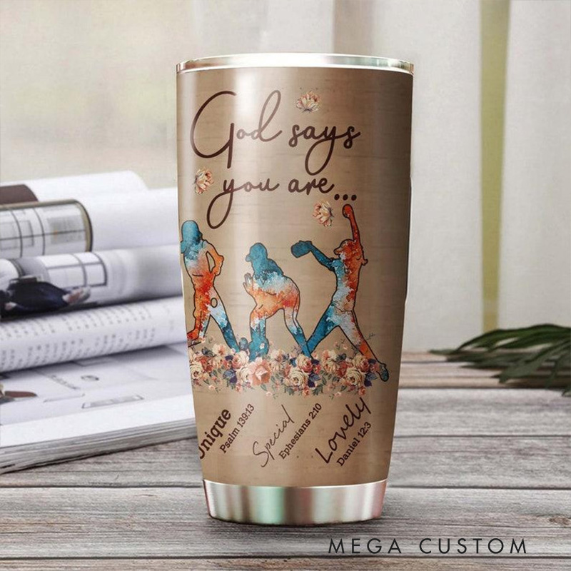 Personalized God Says you are Unique 20oz Stainless Steel Tumbler with Name Religious Gift 