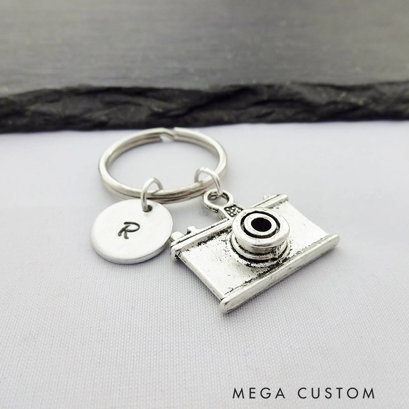 Personalised Camera Keyring Initial Keyring Photographer Keyring Photography Keyring Photography Keychain Photography Gift