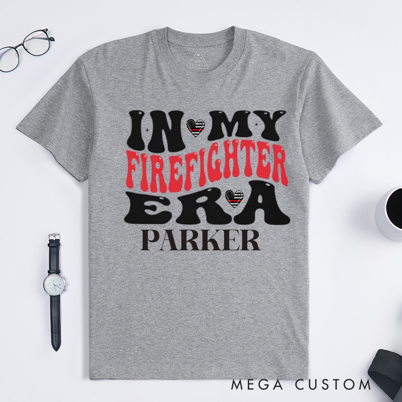 Personalized Trendy T-Shirt Groovy Firefighter Era Design Gift for Firefighter T-Shirt