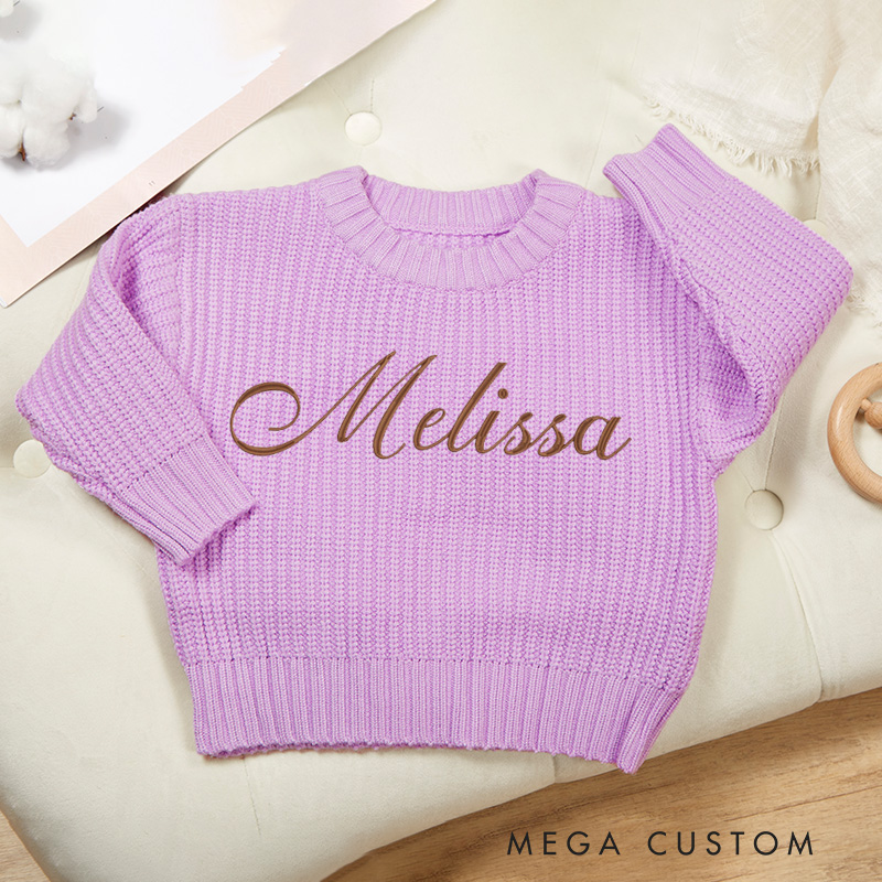 Personalized Name Sweater Hand Embroidered Knit for Boys and Girls