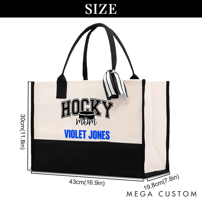 Personalized Baskteball Mom Sports Canvas Tote Bag with Custom Name, Carry Your Pride in Style