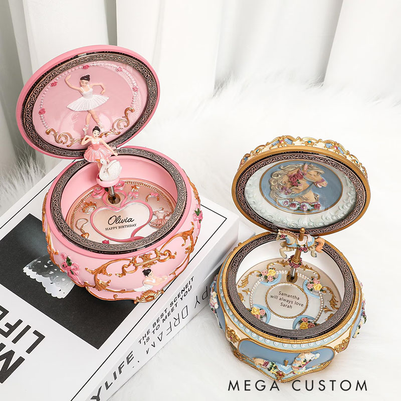 Personalized Carousel Ballerina Music Box Custom Engraved Name Musical Box Personalized Birthday Gift Christmas Gifts Keepsake Gifts
