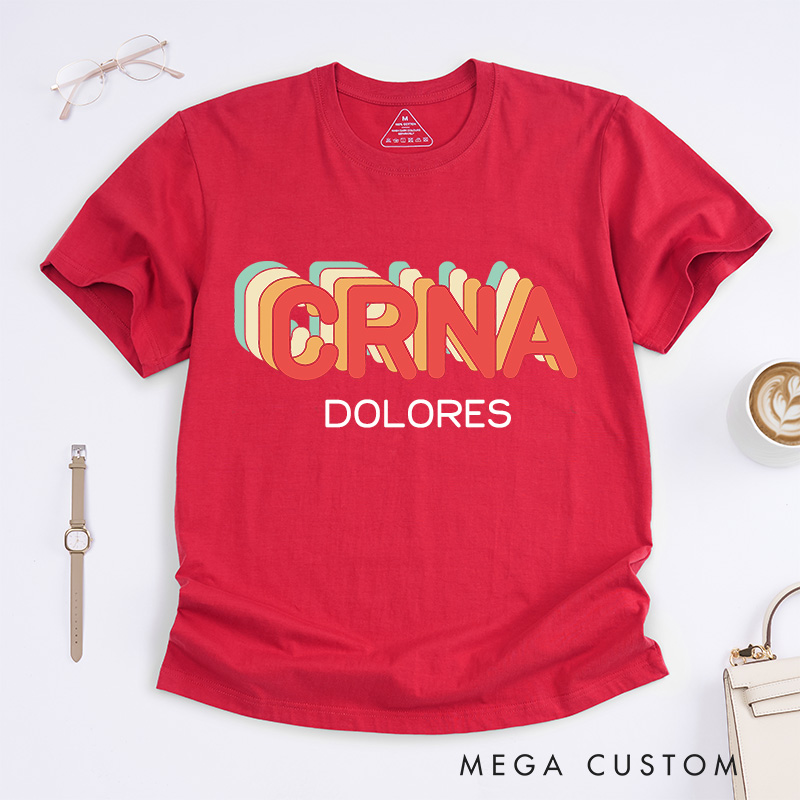 Personalized Nurse T-Shirts CRNA Bold & Retro Fashion Design T-Shirts