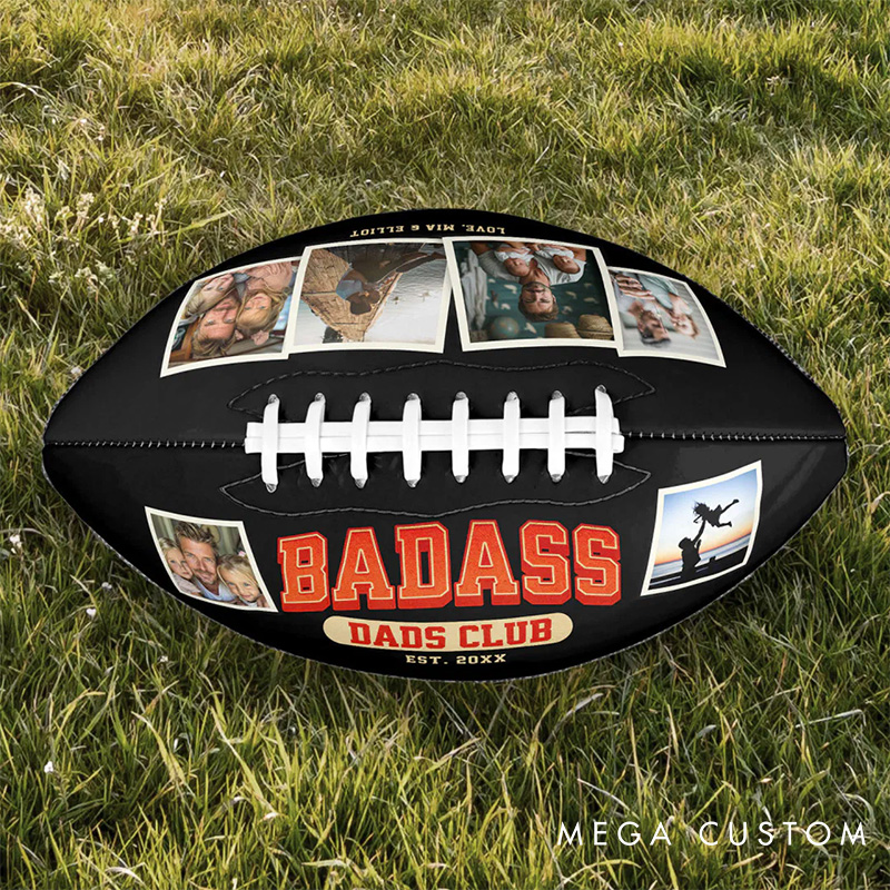 Personalized American Football"BADASS DADS CLUB" with Custom Photo for Father's Day