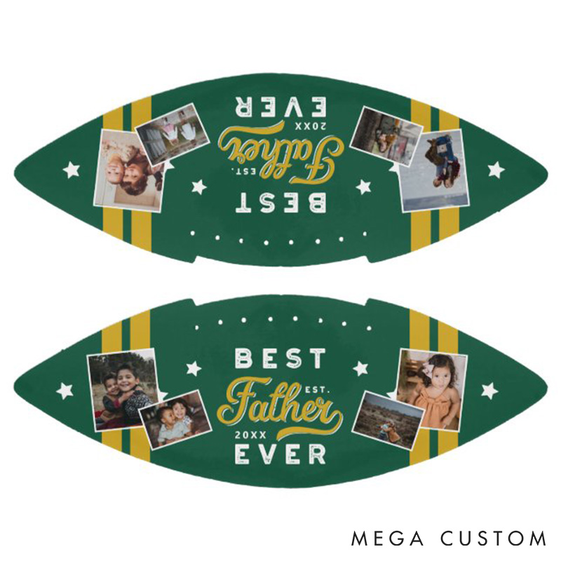 Personalized “BEST FATHER EVER” American Football with Custom Photo and A Gift Full of Memories