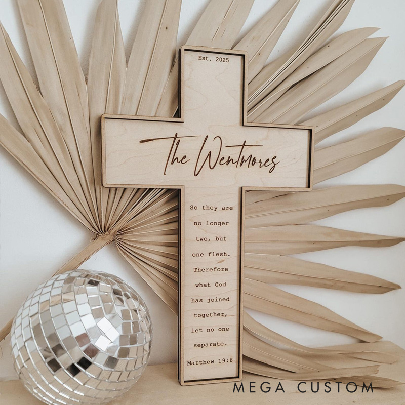 Personalized Bible Verse Wooden Cross with Family Name Engraving Religious Gift Home Decor Wedding Gift Christian Gift 