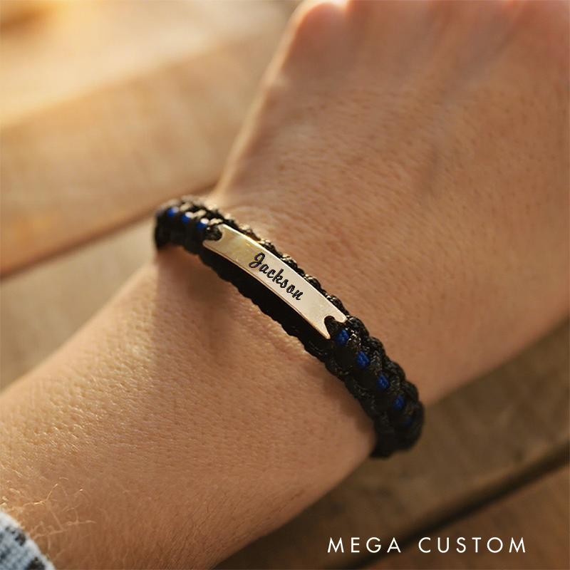 Personalized Thin Blue Line Paracord Bracelet for Police Officers