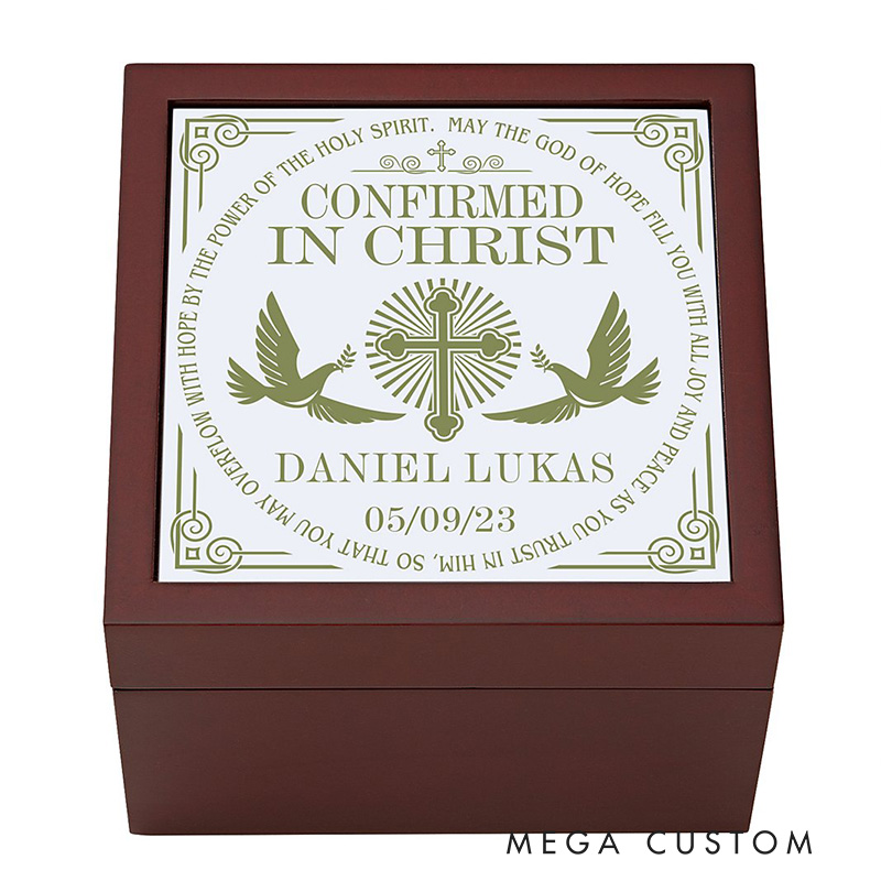 Personalized Confirmed in Christ Keepsake Box with Name and Date Religious Gift Confirmation Gift for Kids