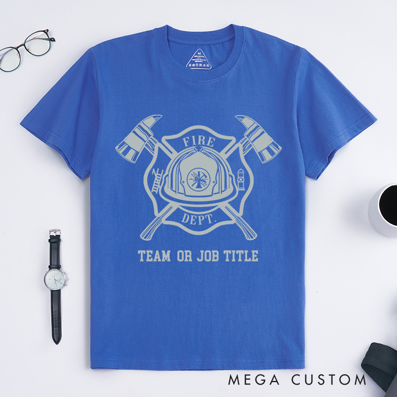 Personalized Classic Bold Professional Firefighter Badge and Tools Emblem Design Gift for Firefighter T-Shirt