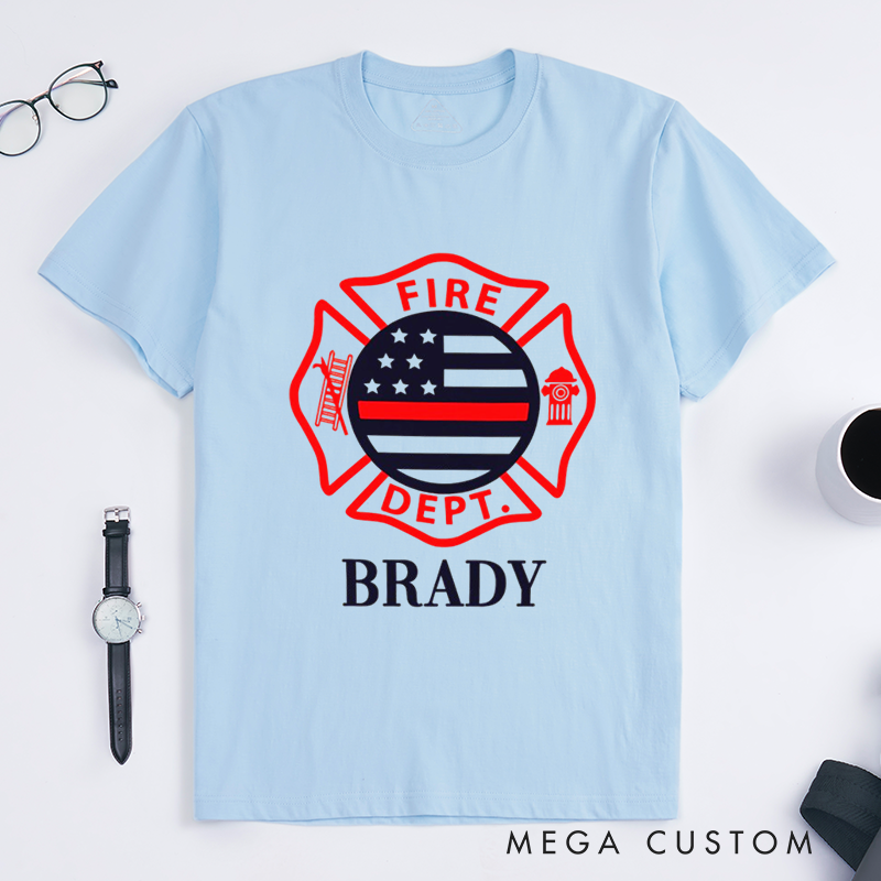 Personalized Patriotic Bold Classic Firefighter Maltese Cross Emblem Design Gift for Firefighter T-Shirt