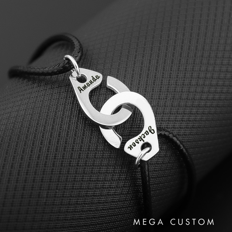 Personalized Handcuff Shape Bracelet Valentine's Day Gift for Police Officers