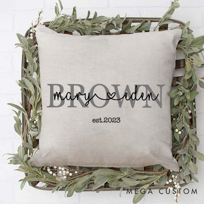Personalized Couple Anniversary Pillow Couple Last Name Design Pillow with Established Year Husband Wife Wedding Anniversary Pillow for Her Him