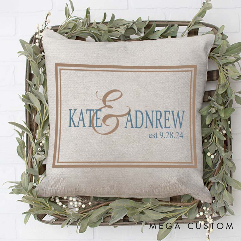 Personalized Couple Anniversary Pillow Custom Elegant Pillow with Couple Name Husband Wife Wedding Anniversary Pillow for Her Him