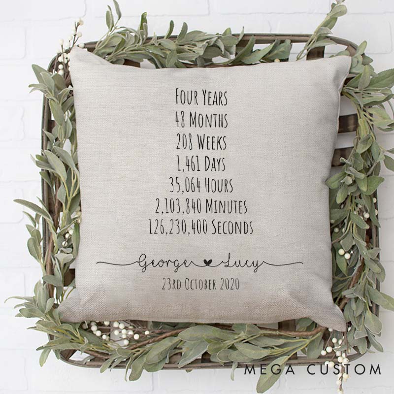 Personalized Couple Anniversary Pillow Couple 4 Years Wedding Milestone Pillow Every Moment Together Pillow for Husband Wife