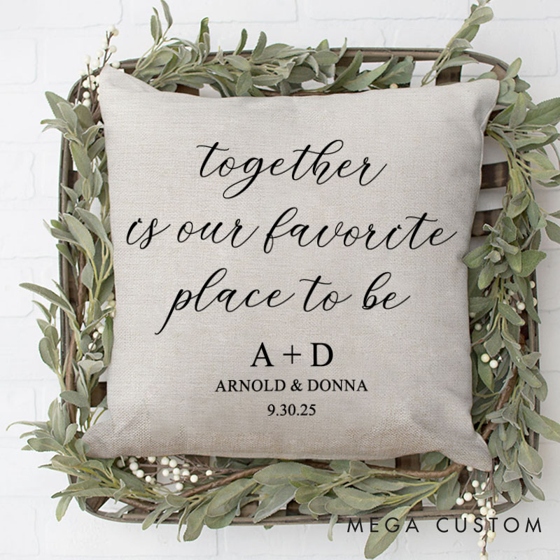 Personalized Couple Together is Our Favorite Place to be Pillow Couple Valentine's Day Pillow Boyfriend Girlfriend Gift Husband Wife Gift for Him Her
