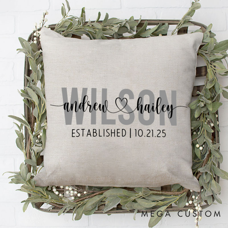 Personalized Couple Stunning Mr. and Mrs. Pillow with Initials Custom Couple Name Valentine's Day Pillow with Heart Husband Wife Pillow for Him Her