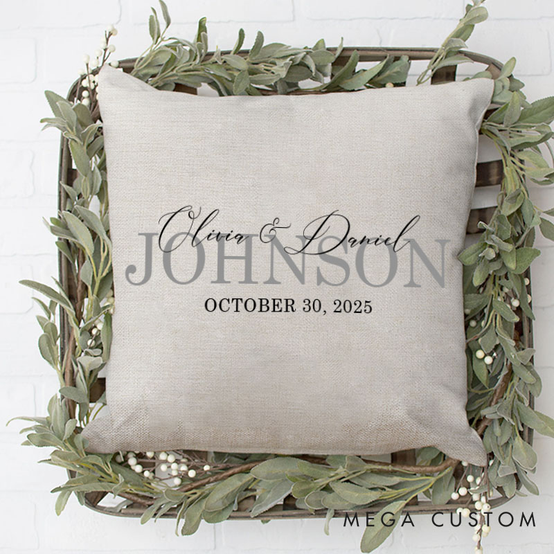 Personalized Couple Elegant Mr. and Mrs. Pillow with Initials Custom Couple Name Valentine's Day Pillow Hubby Wifey Husband Wife Pillow for Him Her