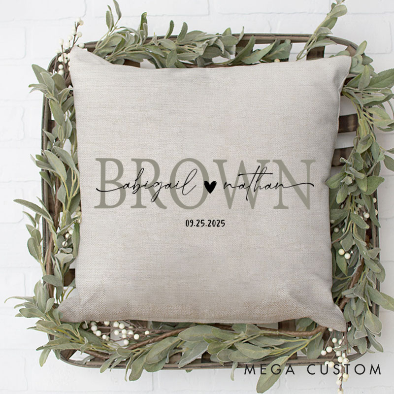 Personalized Couple Mr. and Mrs. Pillow with Heart Custom Couple Name Valentine's Day Pillow Hubby Wifey Gift Husband Wife Pillow for Him Her