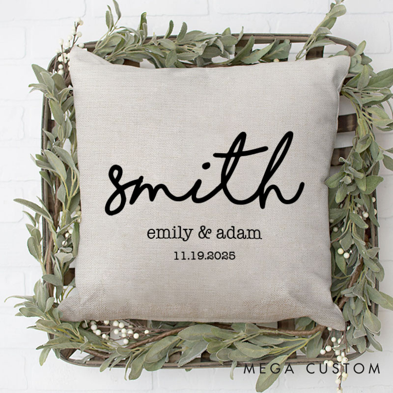 Personalized Stylish Couple Name Pillow Custom Couple Valentine's Day Pillow with Date Mr. and Mrs. Pillow Husband Wife Pillow for Him Her