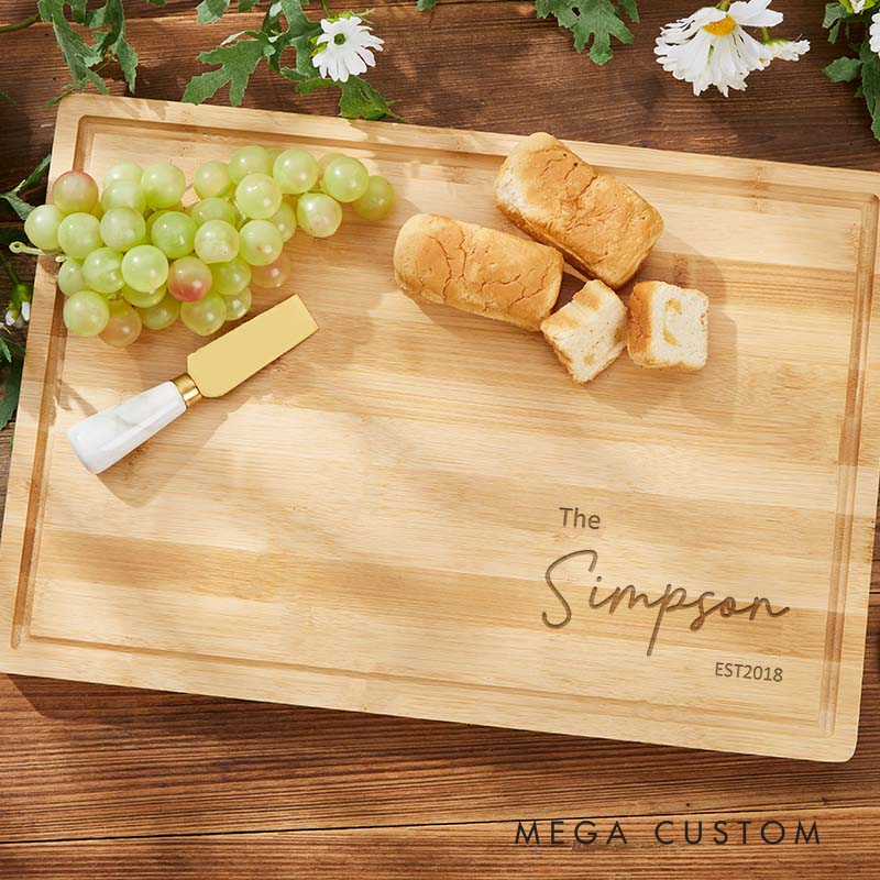 Personalized Couple Anniversary Cutting Board Husband Wife Bamboo Cutting Board with Name and Established Year Couple Wedding Anniversary Gift Board