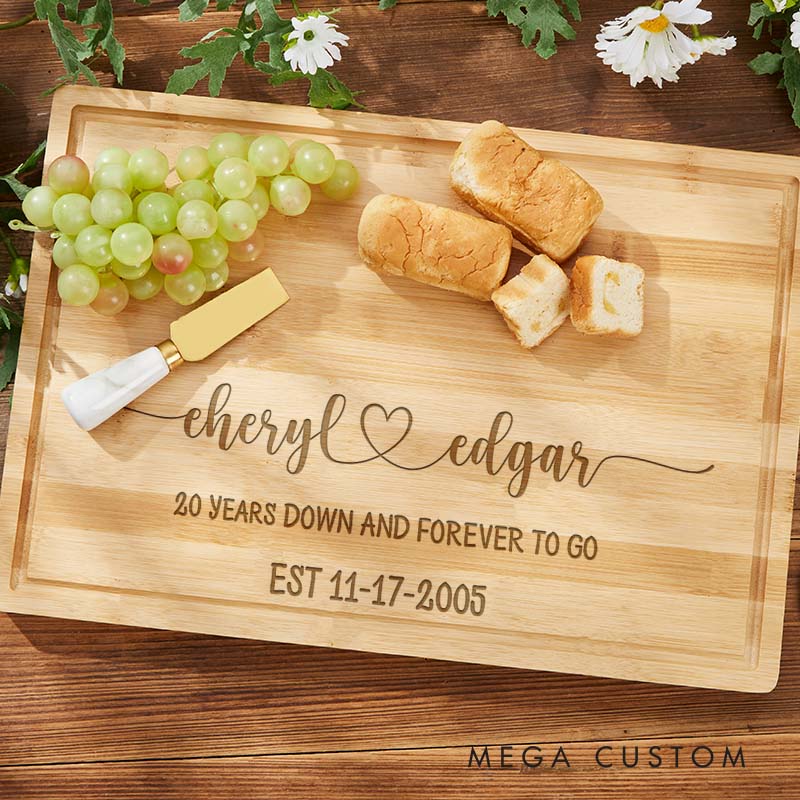 Personalized Couple Wooden Anniversary Bamboo Cutting Board Husband Wife Romantic "Together Forever" Cutting Board 5 Years Anniversary Cutting Board