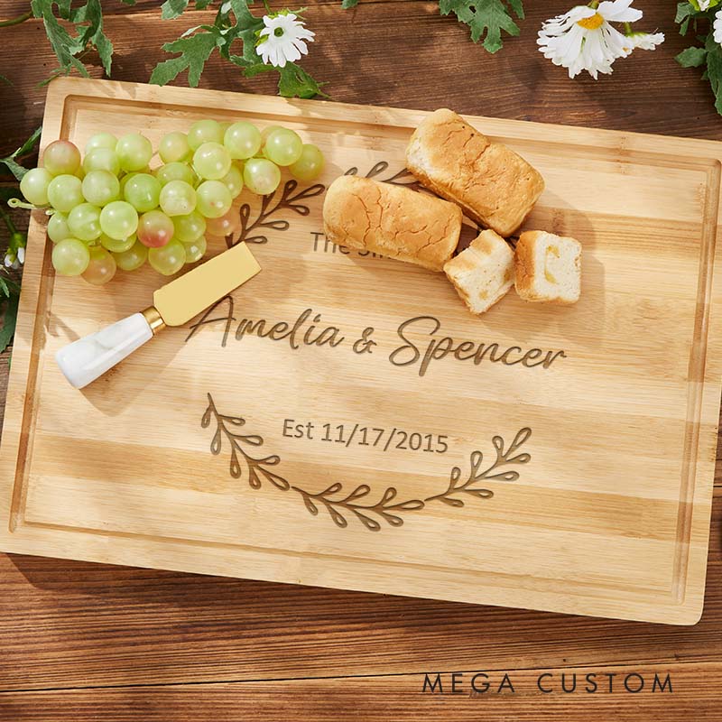 Personalized Couple Anniversary Bamboo Cutting Board Husband Wife Wooden Anniversary Cutting Board Man Woman Wedding Anniversary Gift