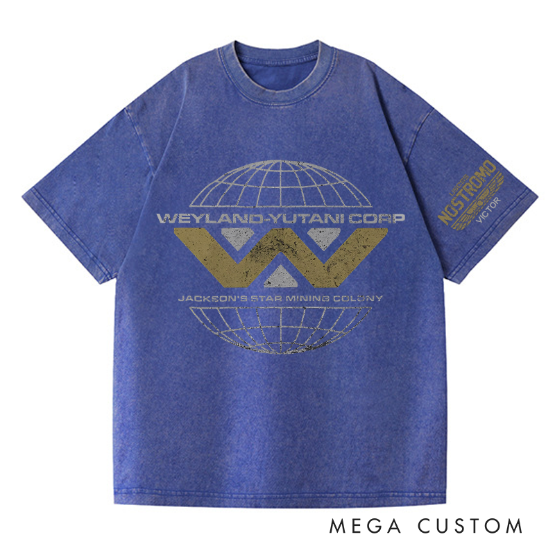 Personalized Weyland Washed T-Shirts Sci-fi Movie Horror Halloween Space Opera Tshirt for Movie TV Show Lovers