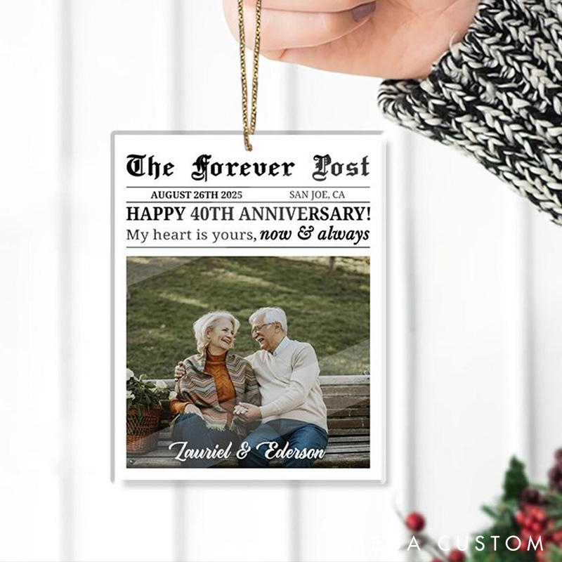 Personalized Couple Anniversary Ornament The Love Gazette Forever Post Design Anniversary Ornament Couple Acrylic 2D Flat Ornament