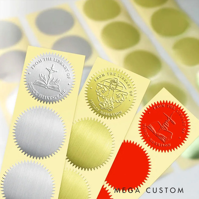 Personalized Cross Flowers Book Embosser Hand Held Embosser Embossing Stamp with Name Religious Gift Birthday Gift for Christians