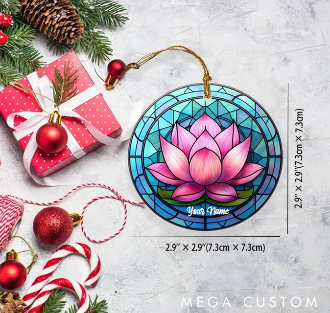 Personalized Yoga Lotus Ornament Seasonal Gift Elegant Christmas Tree Decor for Yoga and Meditation Lover