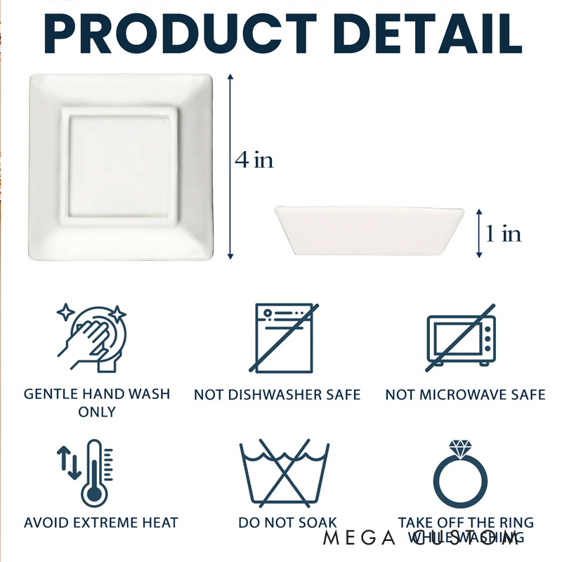 Personalized Toile De Jouy Birth Flower Bible Chapter Ceramic Square Ring Dish with Name Religious Gift for Christians