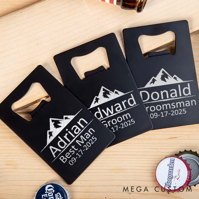 Personalized Credit Card Bottle Opener Groomsmen Gifts Bottle Opener Bachelor Favors Credit Card Bottle Opener Mens' Opener Gift